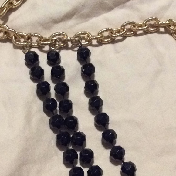 ? Goldtone black beaded long adjustable belt main image 5